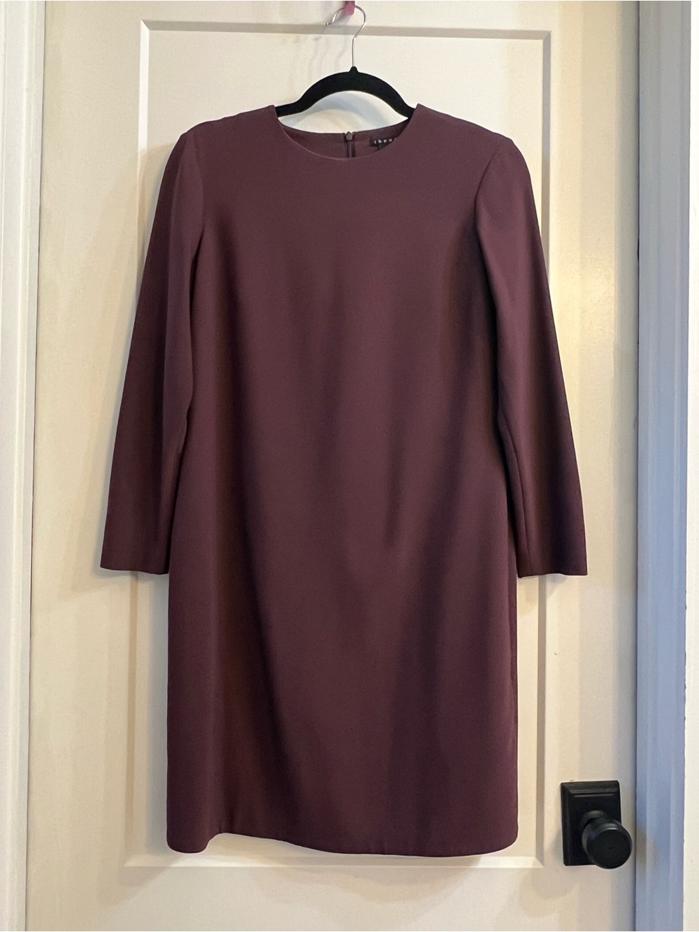 Theory Plum Long-Sleeve Shift Dress
